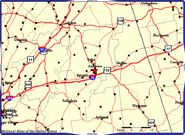 Map to Anniston