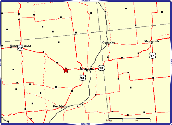 Map to Middletown, Iowa - Iowa Army Ammunition Plant